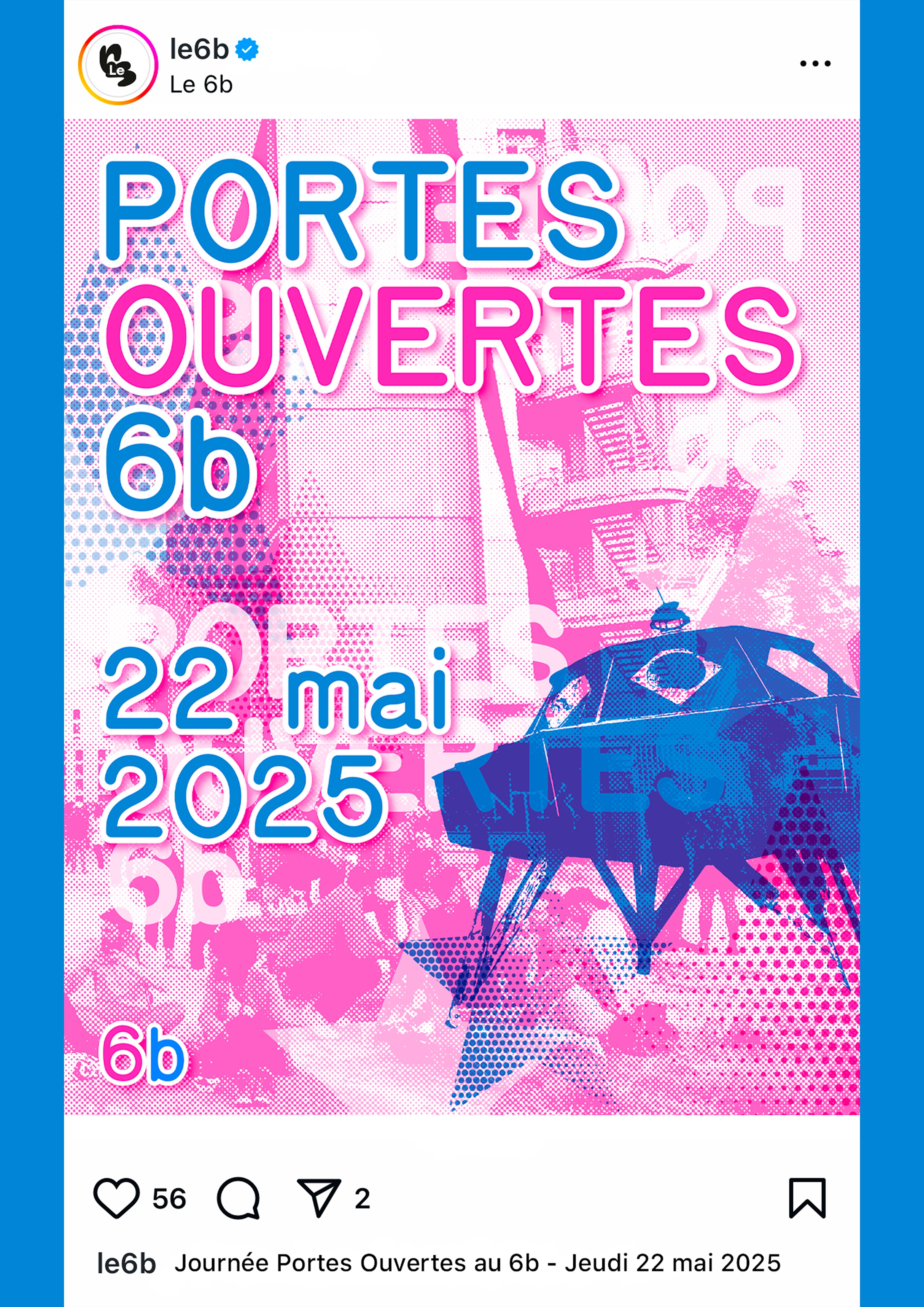 Réalisation d'un indentité visuelle, contenant un nouveau logo, une affiche et dépliant ainsi que de la merchandising pour un tiers-lieux : le 6b